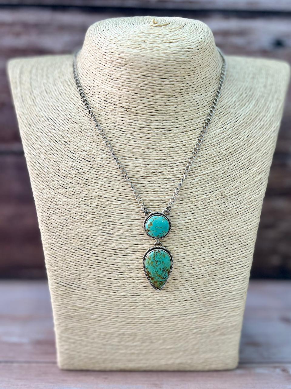 Handmade Sterling Silver Baja Turquoise Collection: Necklace "Signed Nizhoni"