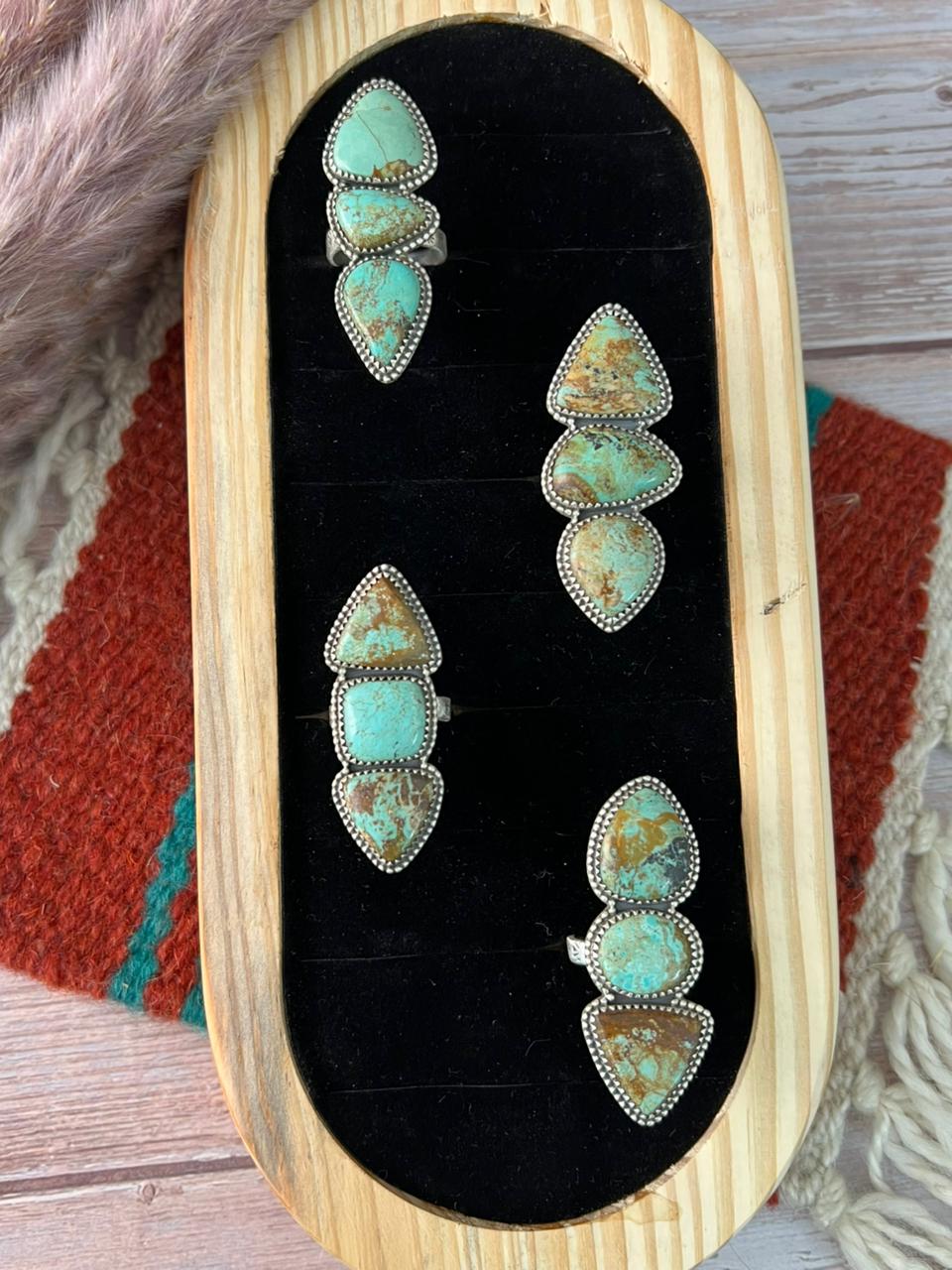 Handmade Sterling Silver Baja Turquoise Collection: Adjustable Ring "Signed Nizhoni"