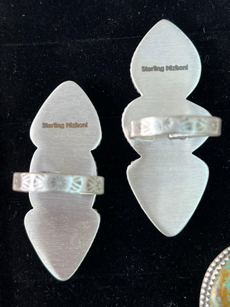 Handmade Sterling Silver Baja Turquoise Collection: Adjustable Ring "Signed Nizhoni"