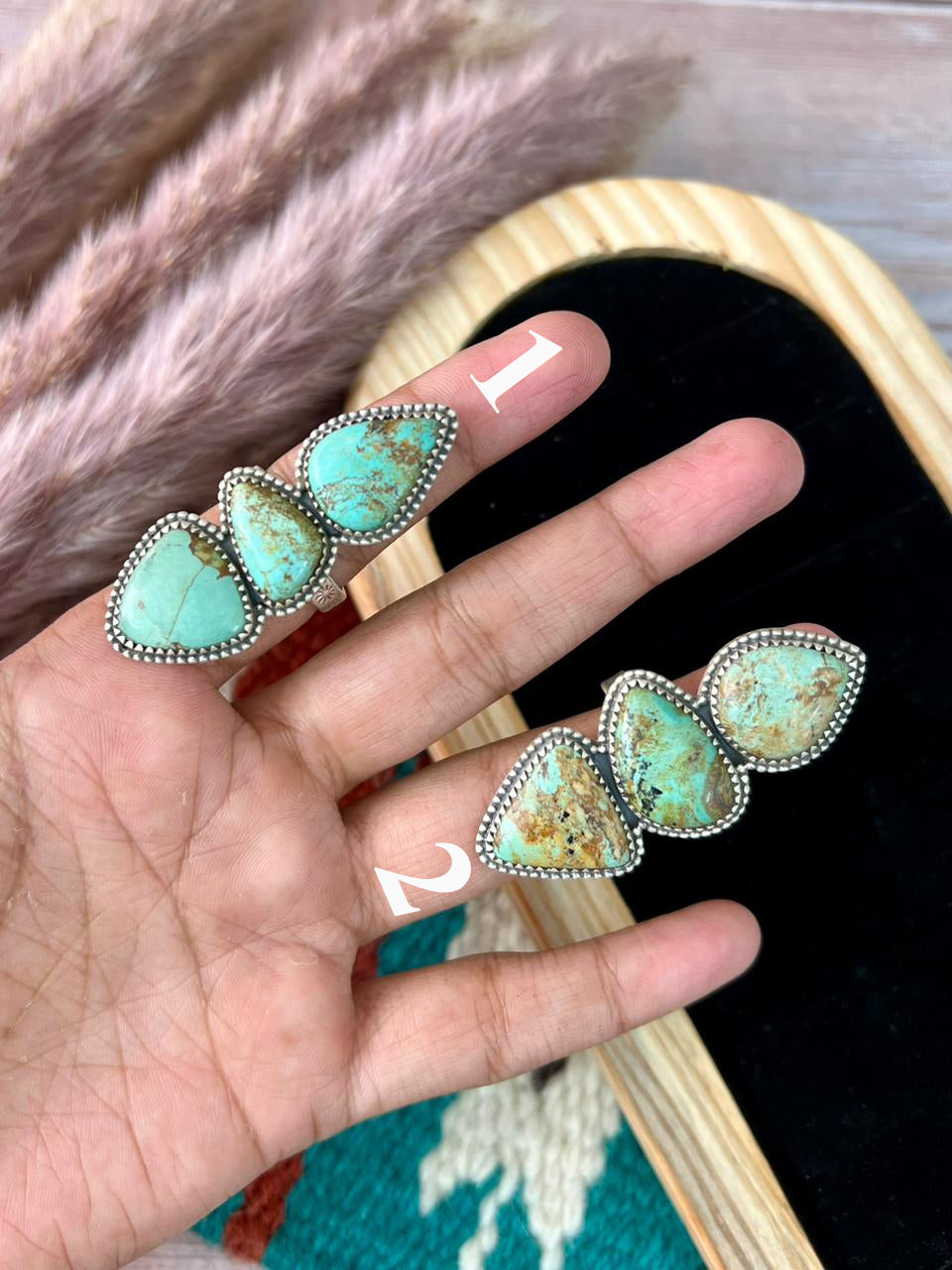 Handmade Sterling Silver Baja Turquoise Collection: Adjustable Ring "Signed Nizhoni"