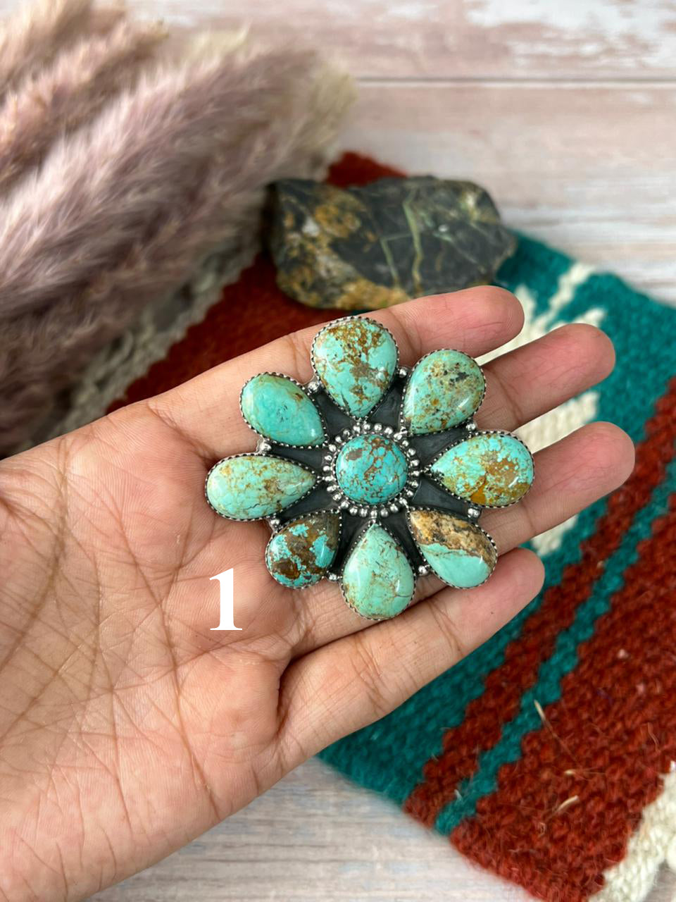 Handmade Sterling Silver Baja Turquoise Collection: Adjustable Ring "Signed Nizhoni" (4)