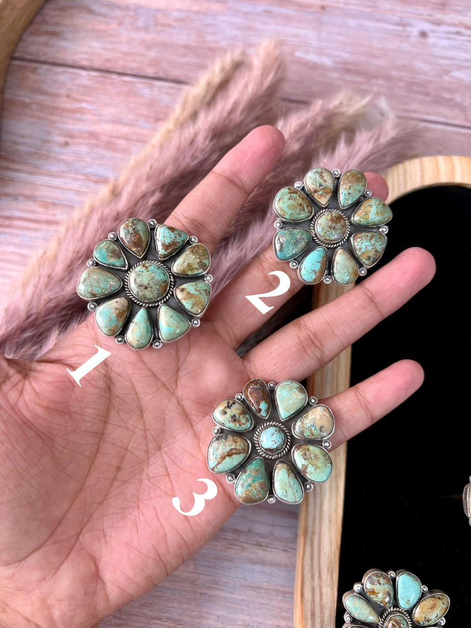 Handmade Sterling Silver Baja Turquoise Collection: Adjustable Ring "Signed Nizhoni" (2)