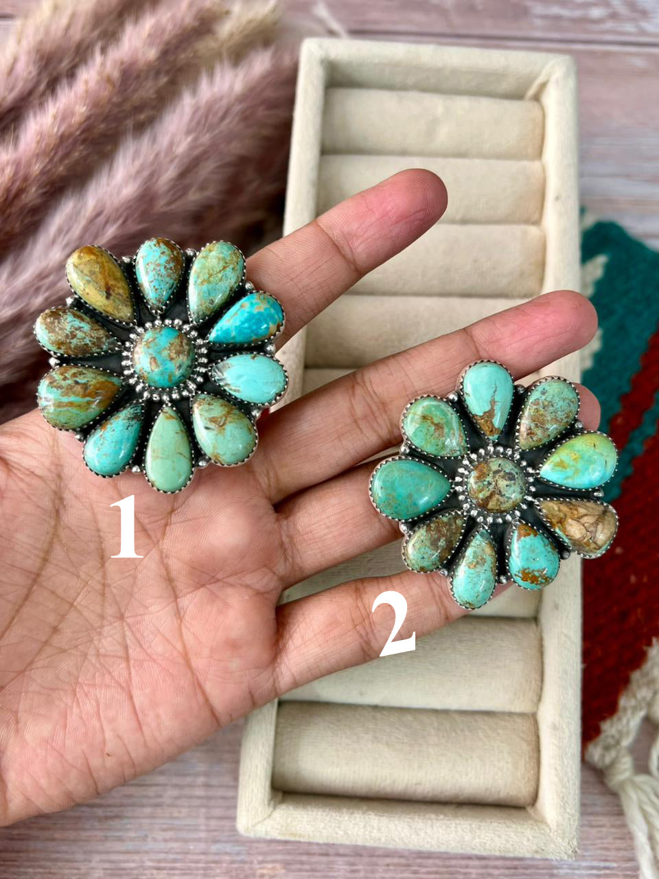 Handmade Sterling Silver Baja Turquoise Collection: Adjustable Ring "Signed Nizhoni" (5)