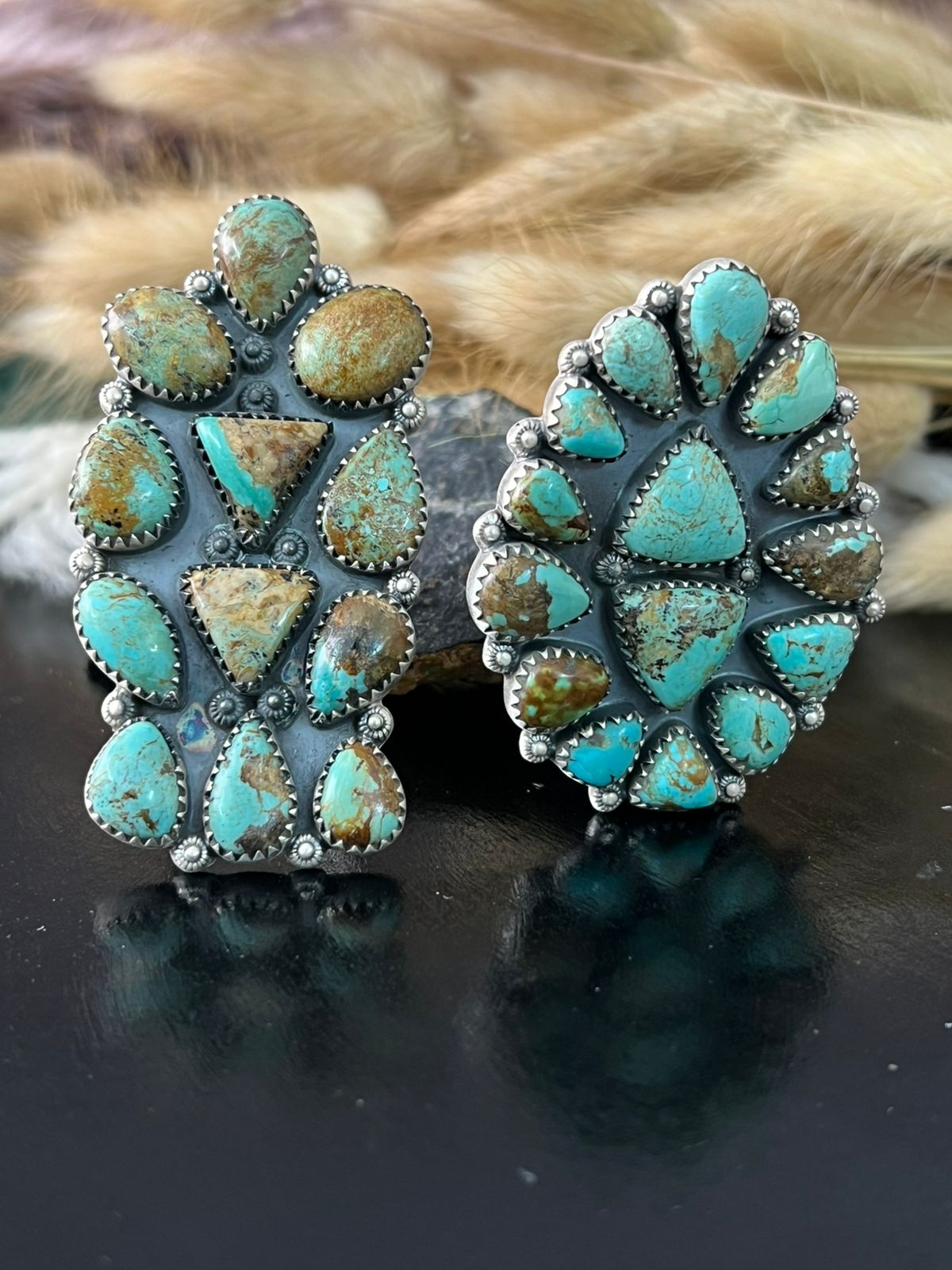 Handmade Sterling Silver Baja Turquoise Collection: Adjustable Ring "Signed Nizhoni"
