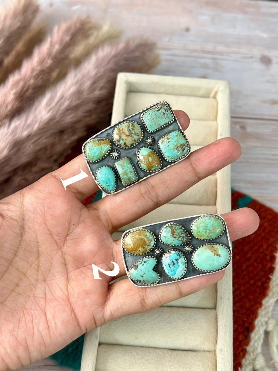 Handmade Sterling Silver Baja Turquoise Collection: Adjustable Ring "Signed Nizhoni"