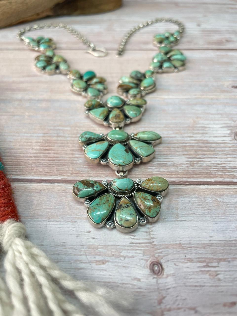 Handmade Sterling Silver Baja Turquoise Collection: Necklace "Signed Nizhoni"