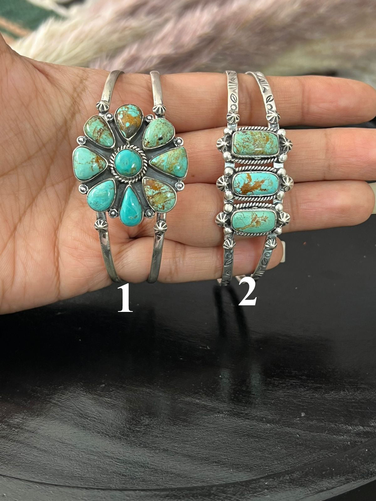 Handmade Sterling Silver Baja Turquoise Collection: Cuff Bracelet "Signed Nizhoni"