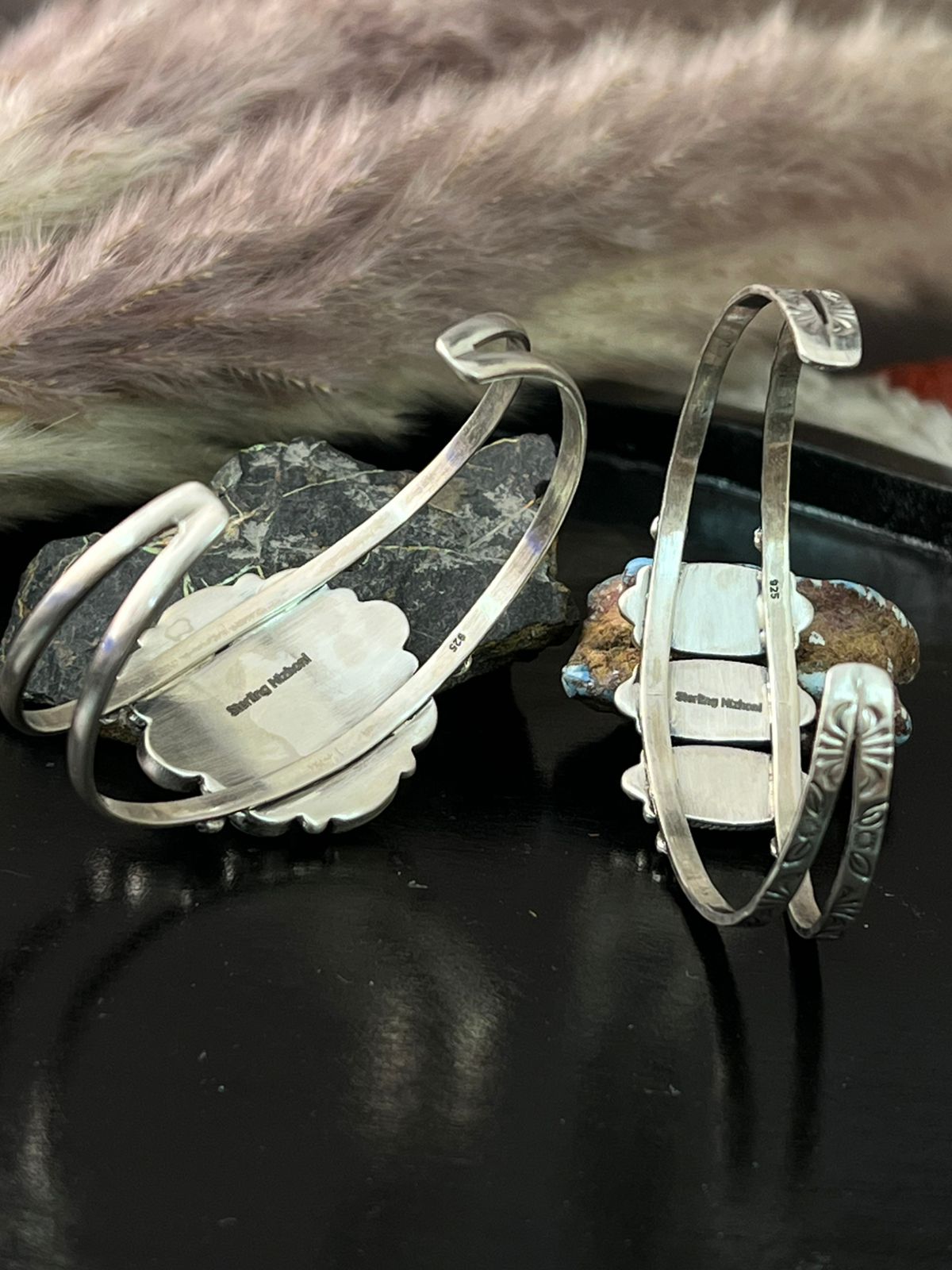 Handmade Sterling Silver Baja Turquoise Collection: Cuff Bracelet "Signed Nizhoni"