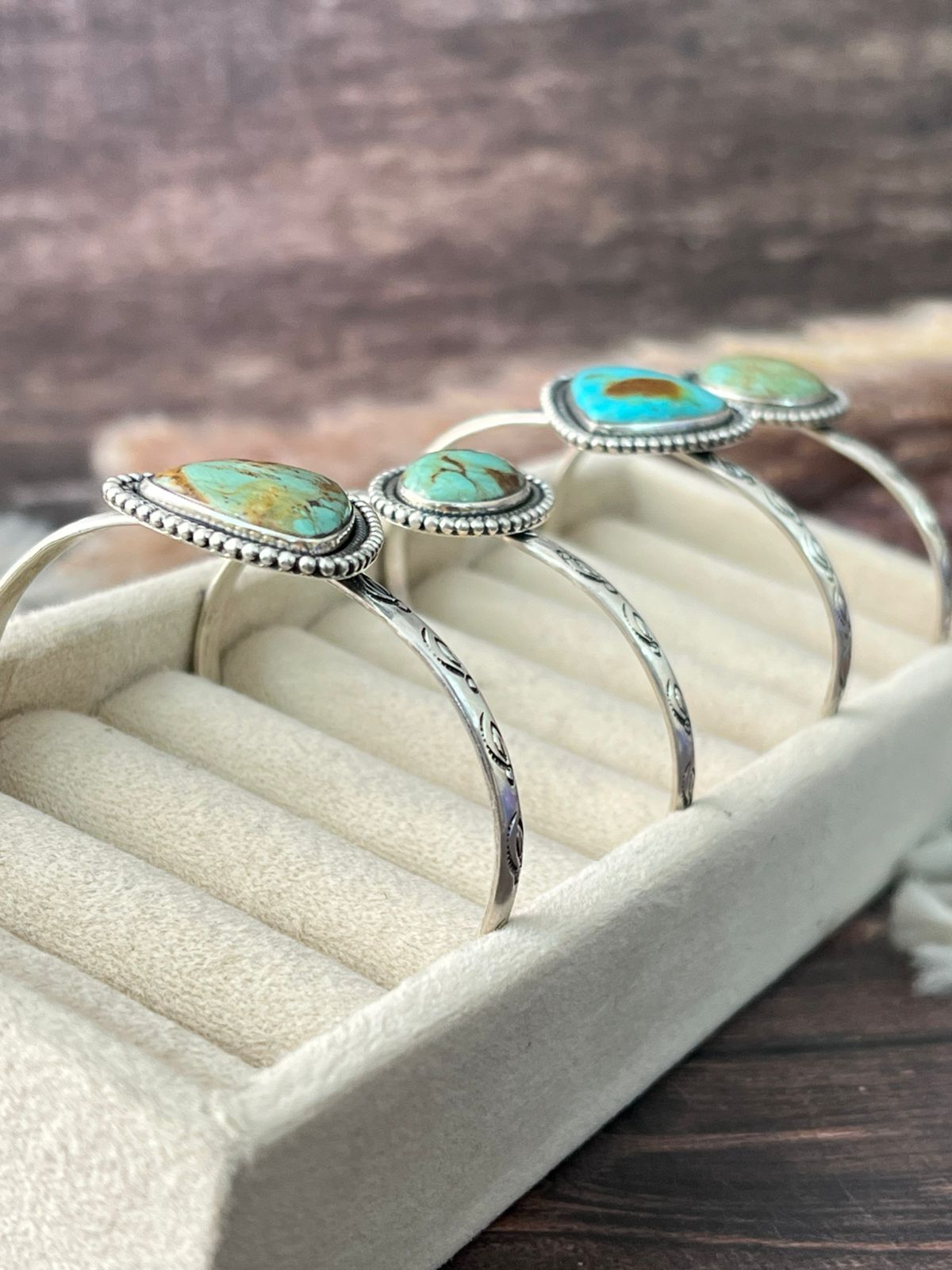 Handmade Sterling Silver Baja Turquoise Collection: Cuff Bracelet "Signed Nizhoni"