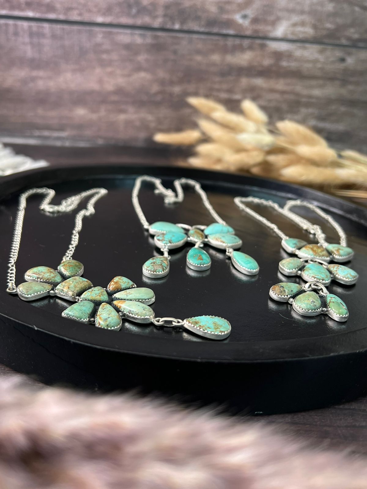 Handmade Sterling Silver Baja Turquoise Collection: Necklace "Signed Nizhoni"