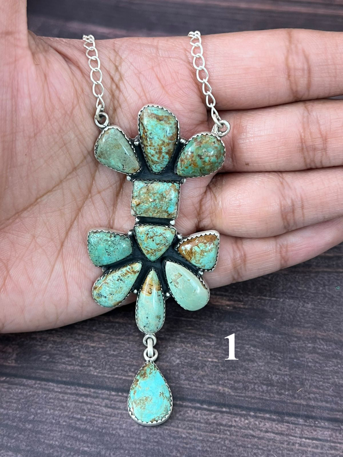 Handmade Sterling Silver Baja Turquoise Collection: Necklace "Signed Nizhoni"