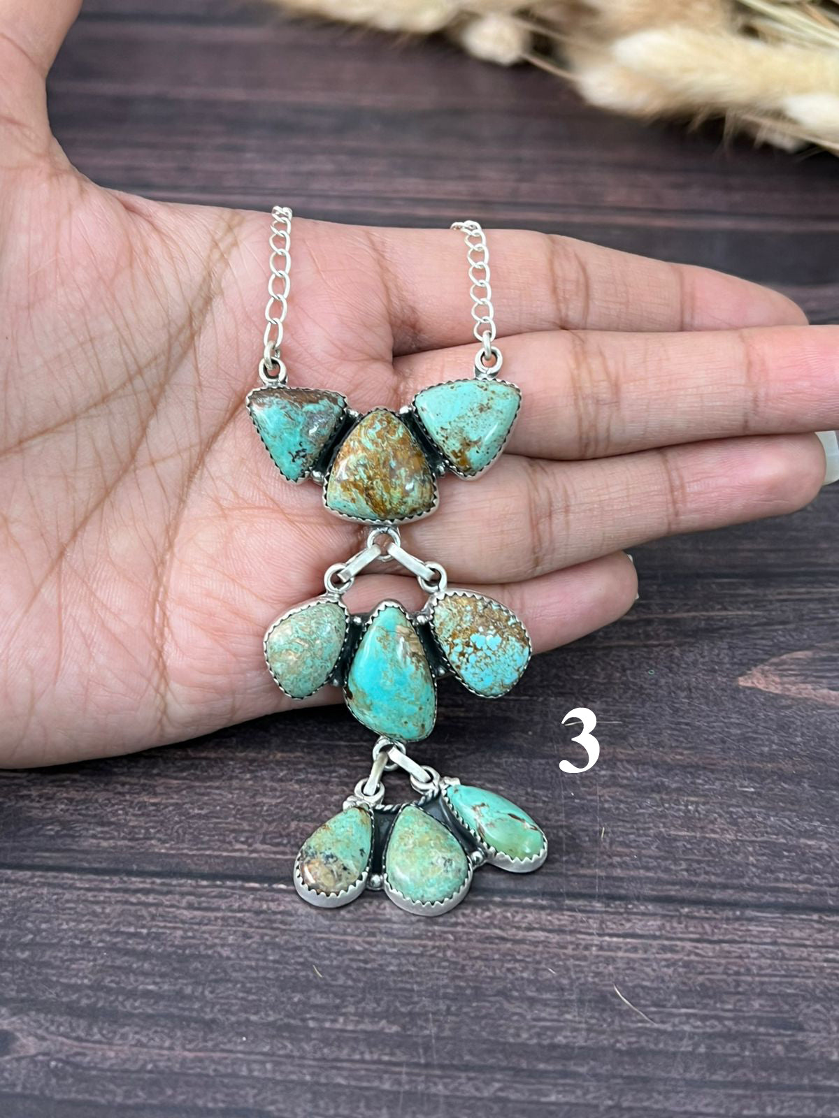 Handmade Sterling Silver Baja Turquoise Collection: Necklace "Signed Nizhoni"
