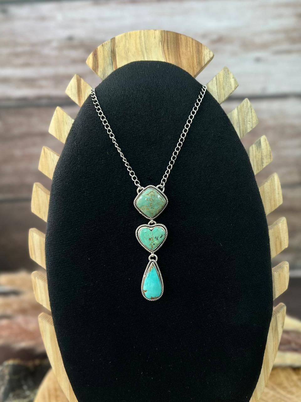 Handmade Sterling Silver Baja Turquoise Collection: Necklace "Signed Nizhoni"
