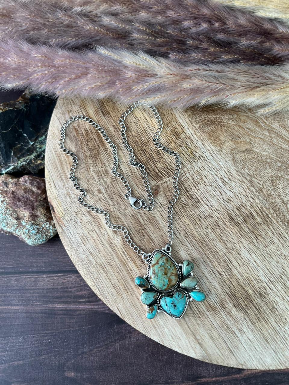 Handmade Sterling Silver Baja Turquoise Collection: Necklace "Signed Nizhoni"