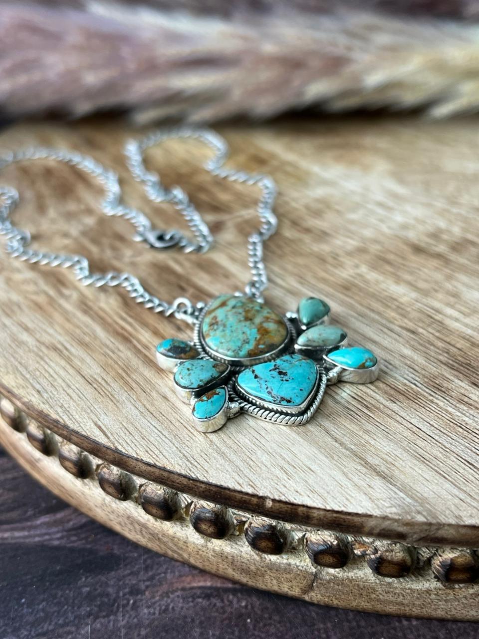Handmade Sterling Silver Baja Turquoise Collection: Necklace "Signed Nizhoni"
