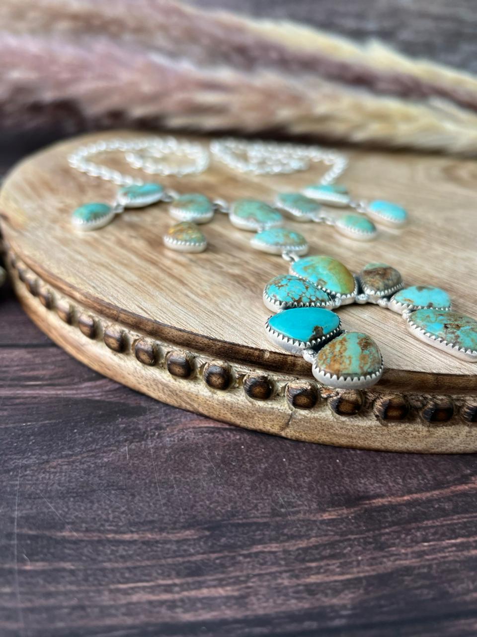 Handmade Sterling Silver Baja Turquoise Collection: Naja Necklace "Signed Nizhoni"