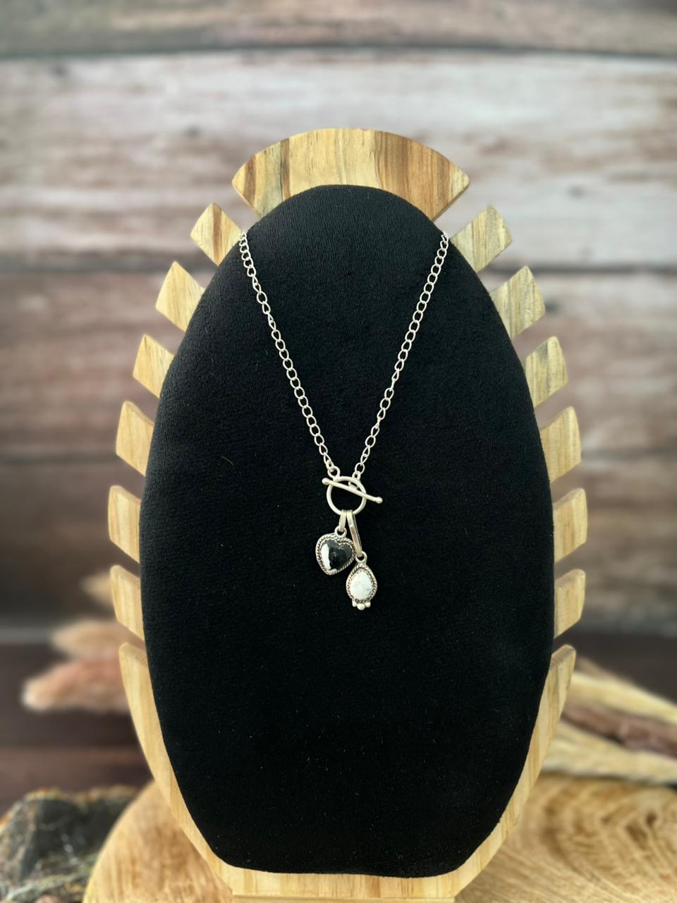 Handmade Sterling Silver White Buffalo Necklace "Signed Nizhoni"