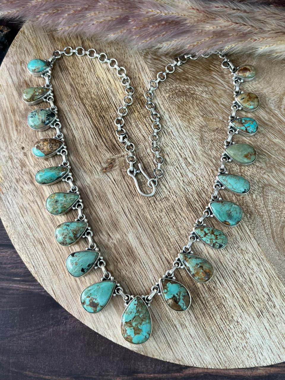 Handmade Sterling Silver Baja Turquoise Collection: Necklace "Signed Nizhoni"