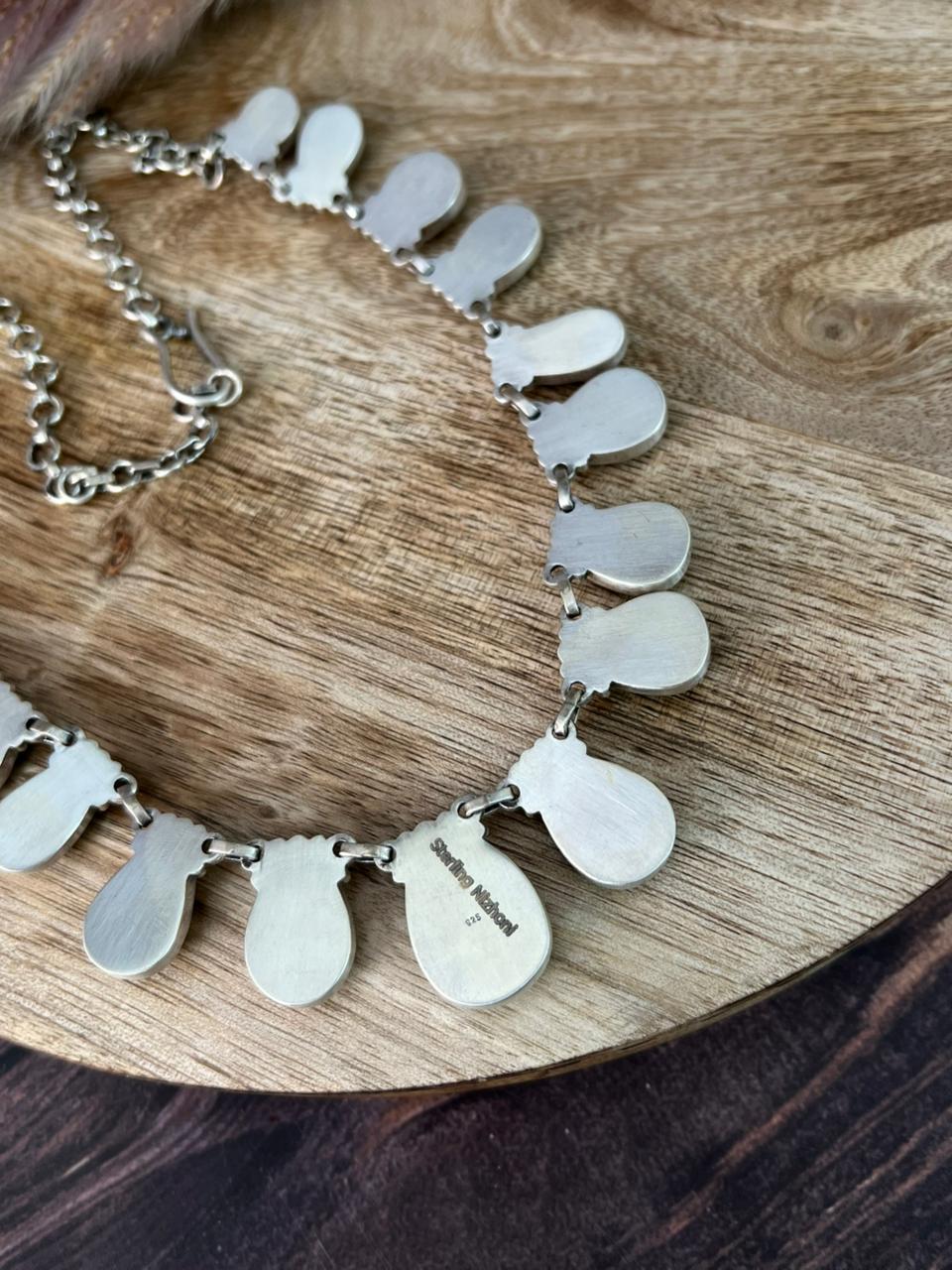 Handmade Sterling Silver Baja Turquoise Collection: Necklace "Signed Nizhoni"