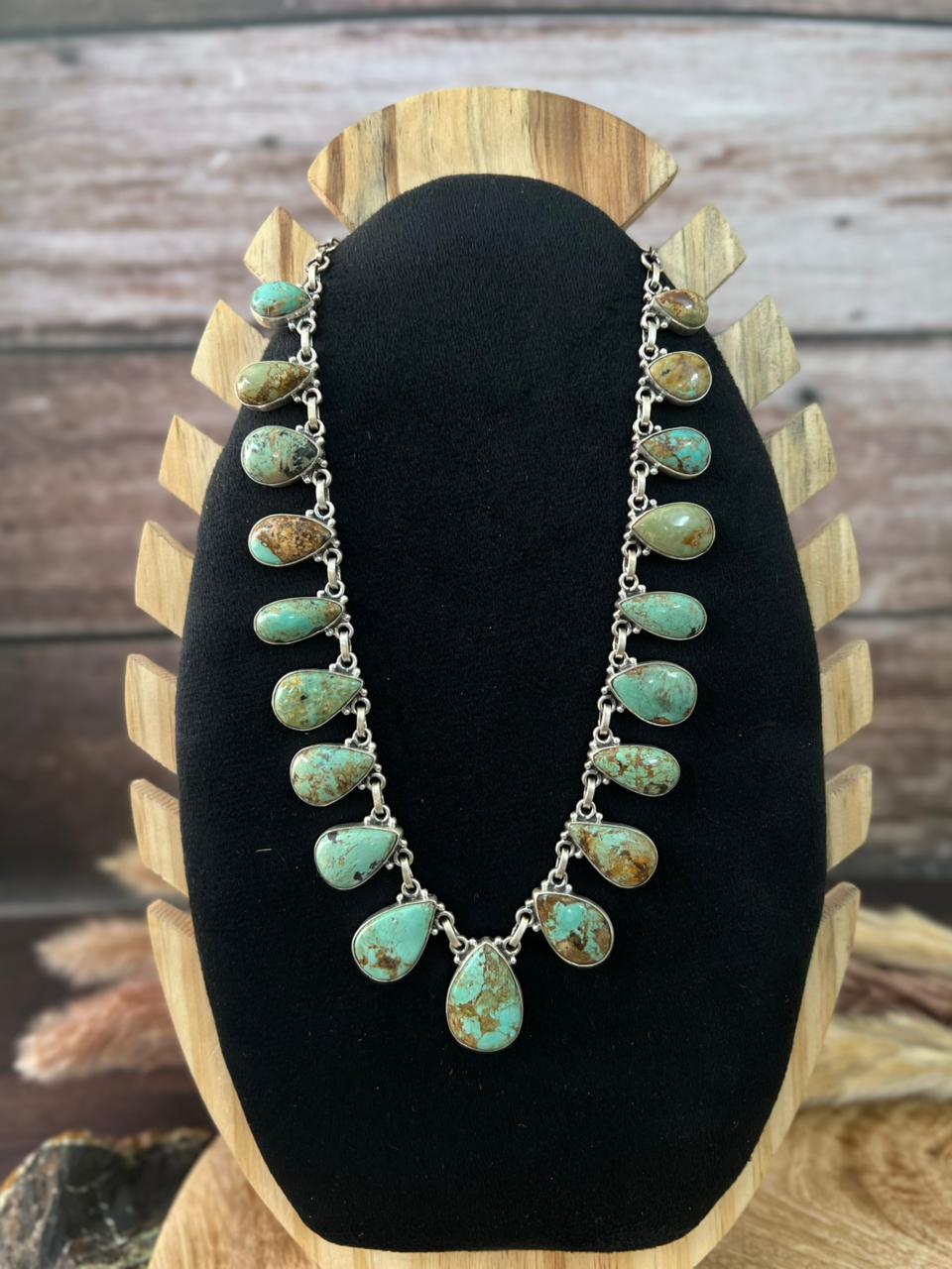 Handmade Sterling Silver Baja Turquoise Collection: Necklace "Signed Nizhoni"