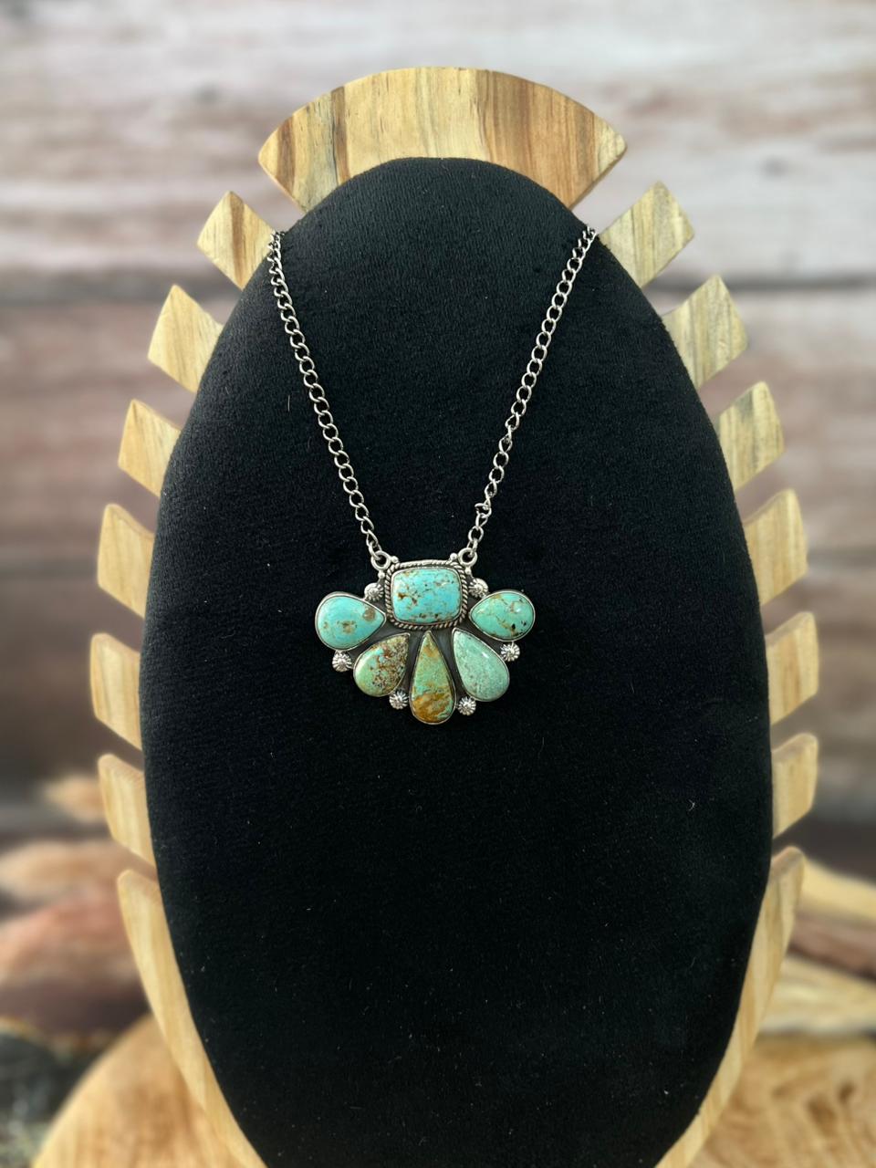 Handmade Sterling Silver Baja Turquoise Collection: Necklace "Signed Nizhoni"