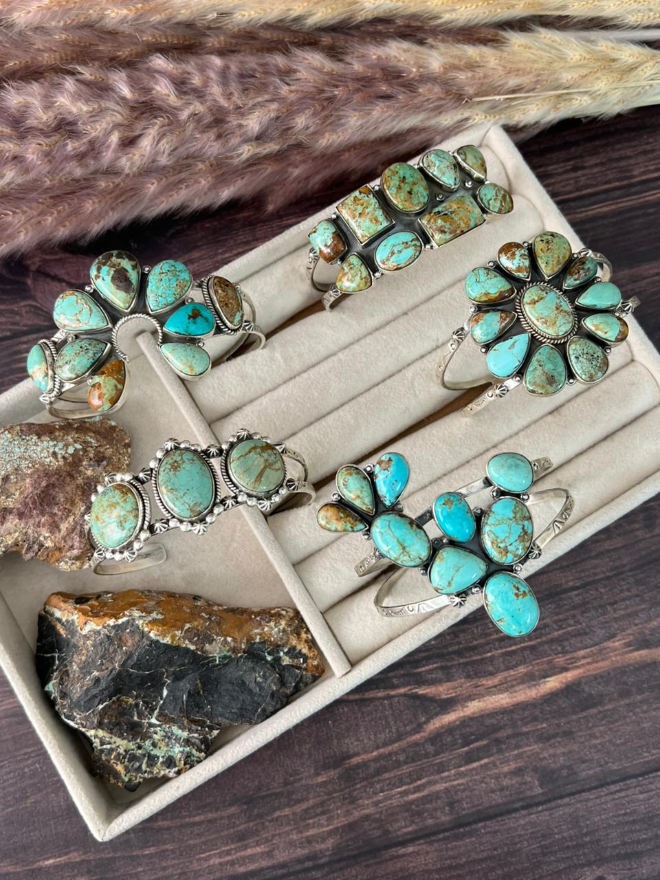 Handmade Sterling Silver Baja Turquoise Collection: Cuff Bracelet "Signed Nizhoni"