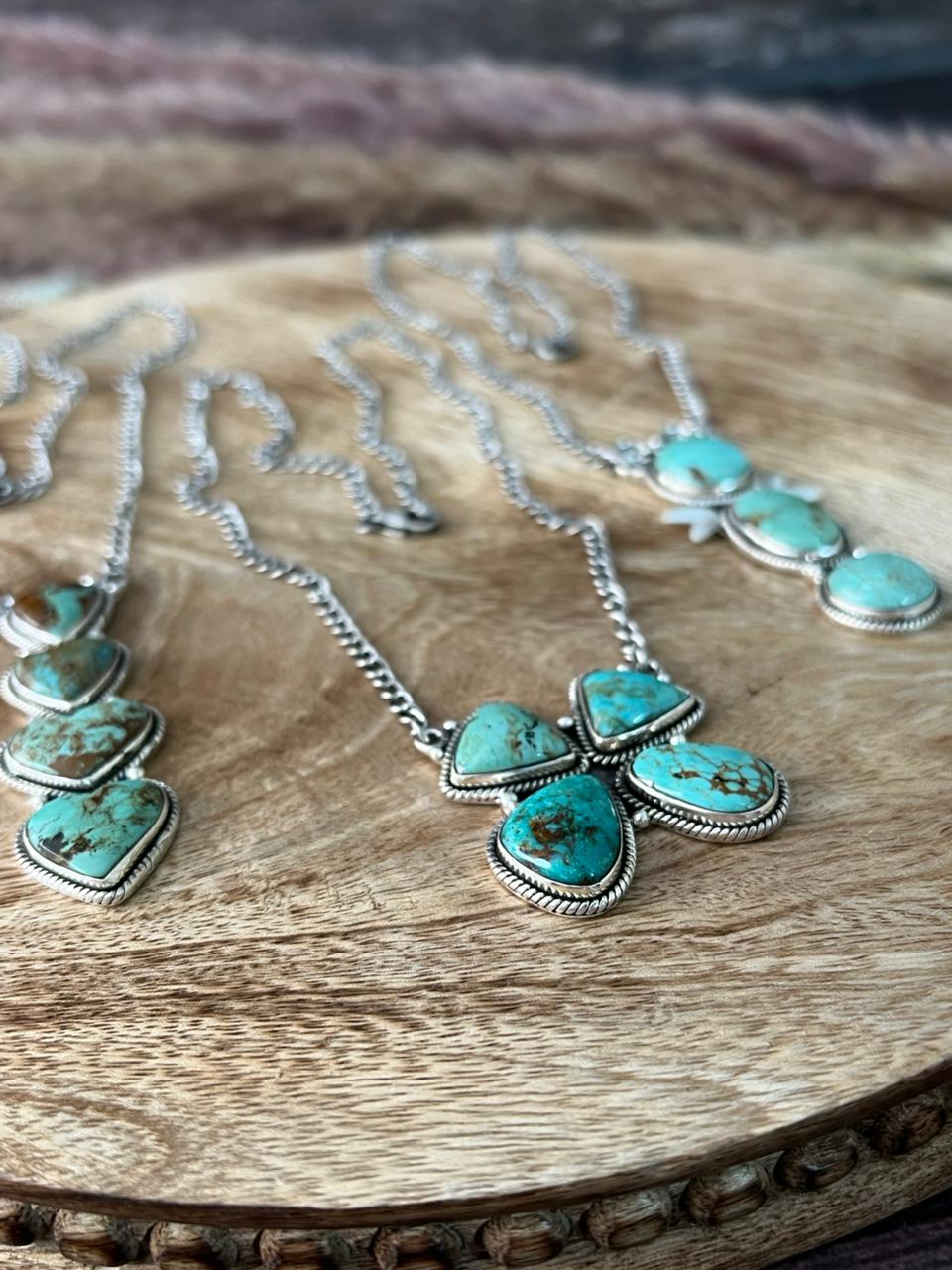 Handmade Sterling Silver Baja Turquoise Collection: Necklace "Signed Nizhoni"