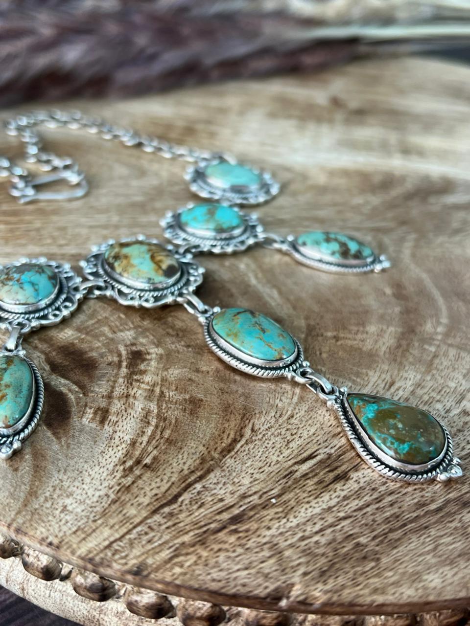 Handmade Sterling Silver Baja Turquoise Collection: Choker Necklace "Signed Nizhoni"