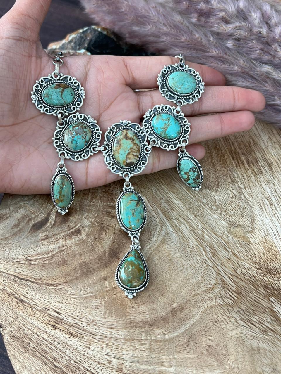 Handmade Sterling Silver Baja Turquoise Collection: Choker Necklace "Signed Nizhoni"