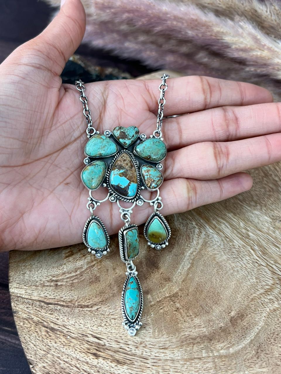 Handmade Sterling Silver Baja Turquoise Collection: Necklace "Signed Nizhoni"