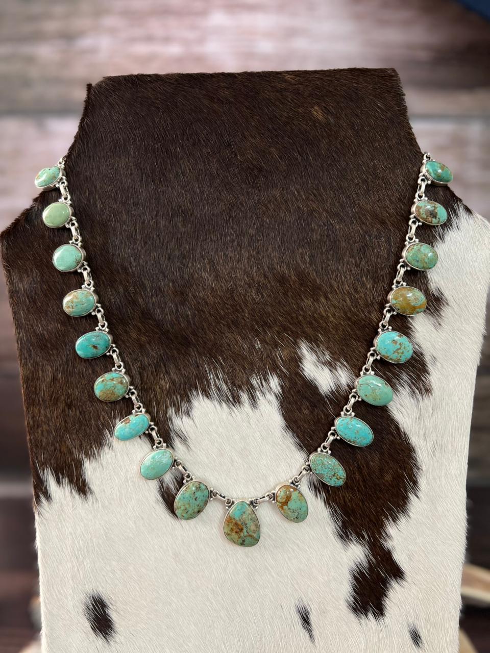 Handmade Sterling Silver Baja Turquoise Collection: Necklace "Signed Nizhoni"