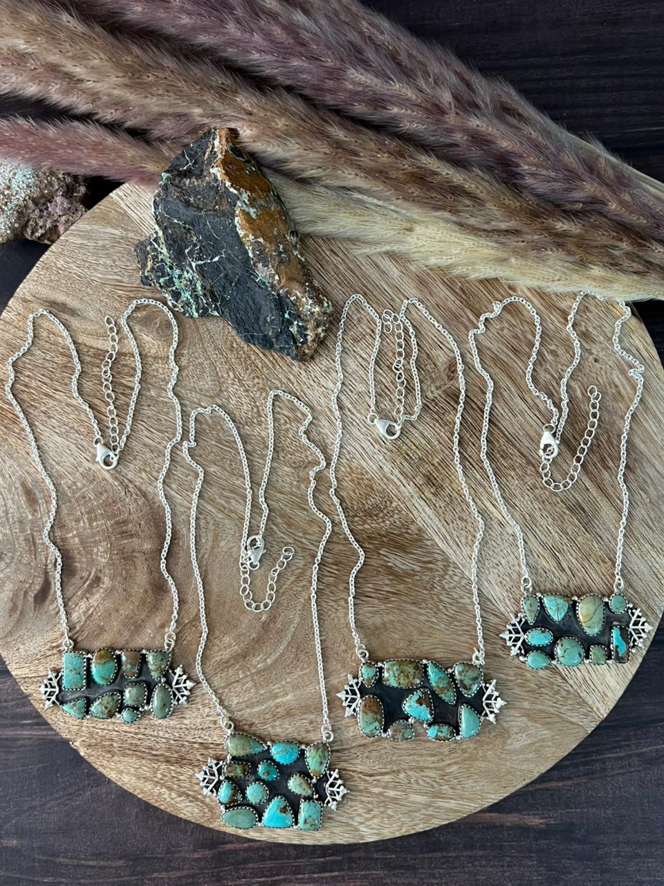 Handmade Sterling Silver Baja Turquoise Collection: Necklace "Signed Nizhoni"