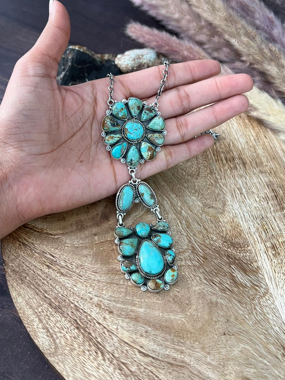 Handmade Sterling Silver Baja Turquoise Collection: Necklace "Signed Nizhoni"