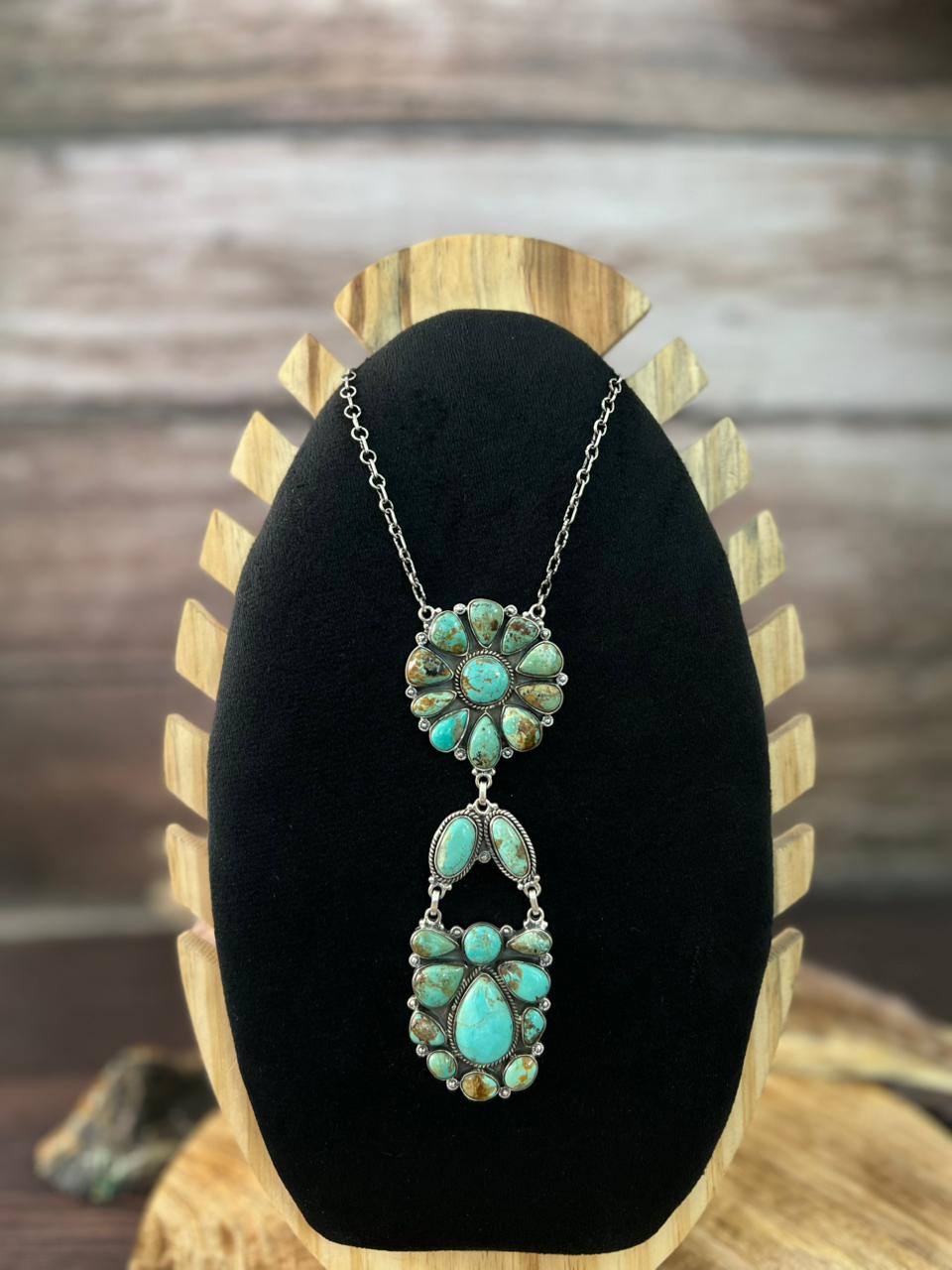 Handmade Sterling Silver Baja Turquoise Collection: Necklace "Signed Nizhoni"