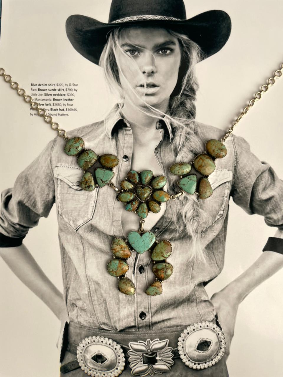 Handmade Sterling Silver Baja Turquoise Collection: Naja Necklace "Signed Nizhoni"
