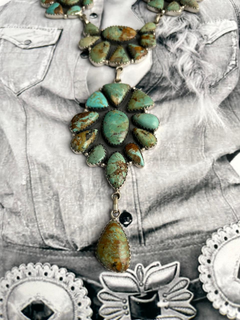 Handmade Sterling Silver Baja Turquoise Collection: Necklace "Signed Nizhoni"