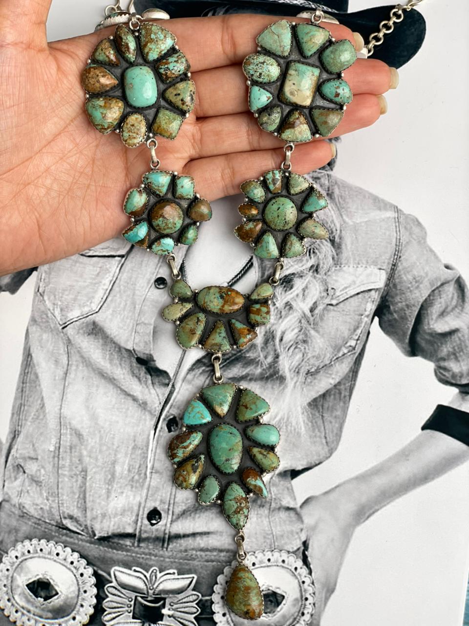 Handmade Sterling Silver Baja Turquoise Collection: Necklace "Signed Nizhoni"
