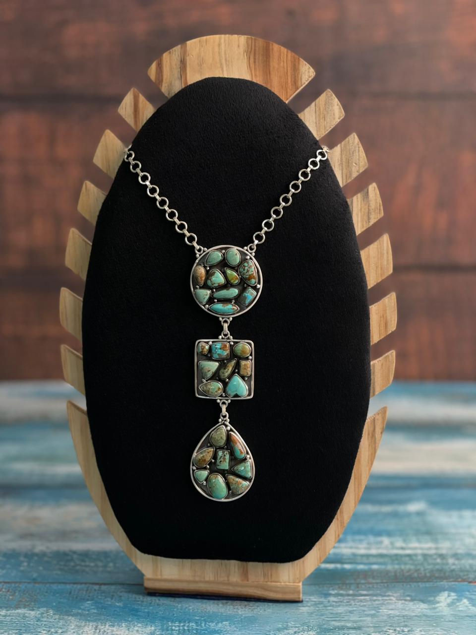 Handmade Sterling Silver Baja Turquoise Collection: Necklace "Signed Nizhoni"