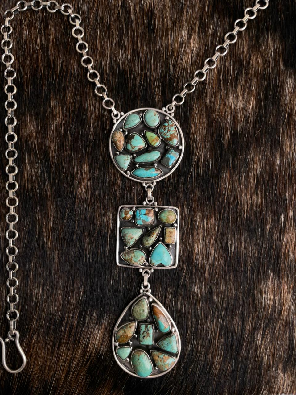 Handmade Sterling Silver Baja Turquoise Collection: Necklace "Signed Nizhoni"