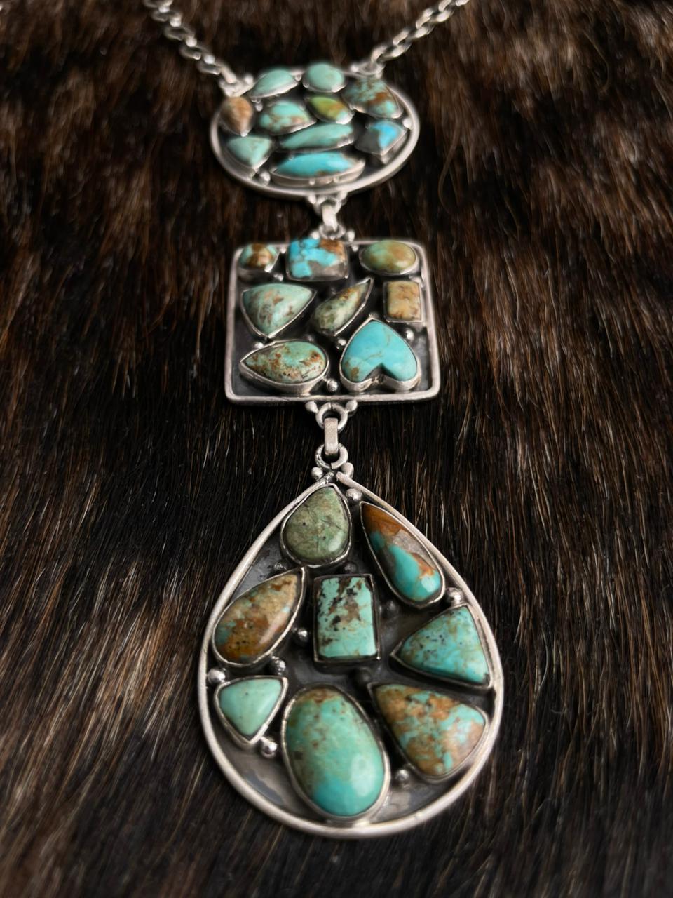 Handmade Sterling Silver Baja Turquoise Collection: Necklace "Signed Nizhoni"