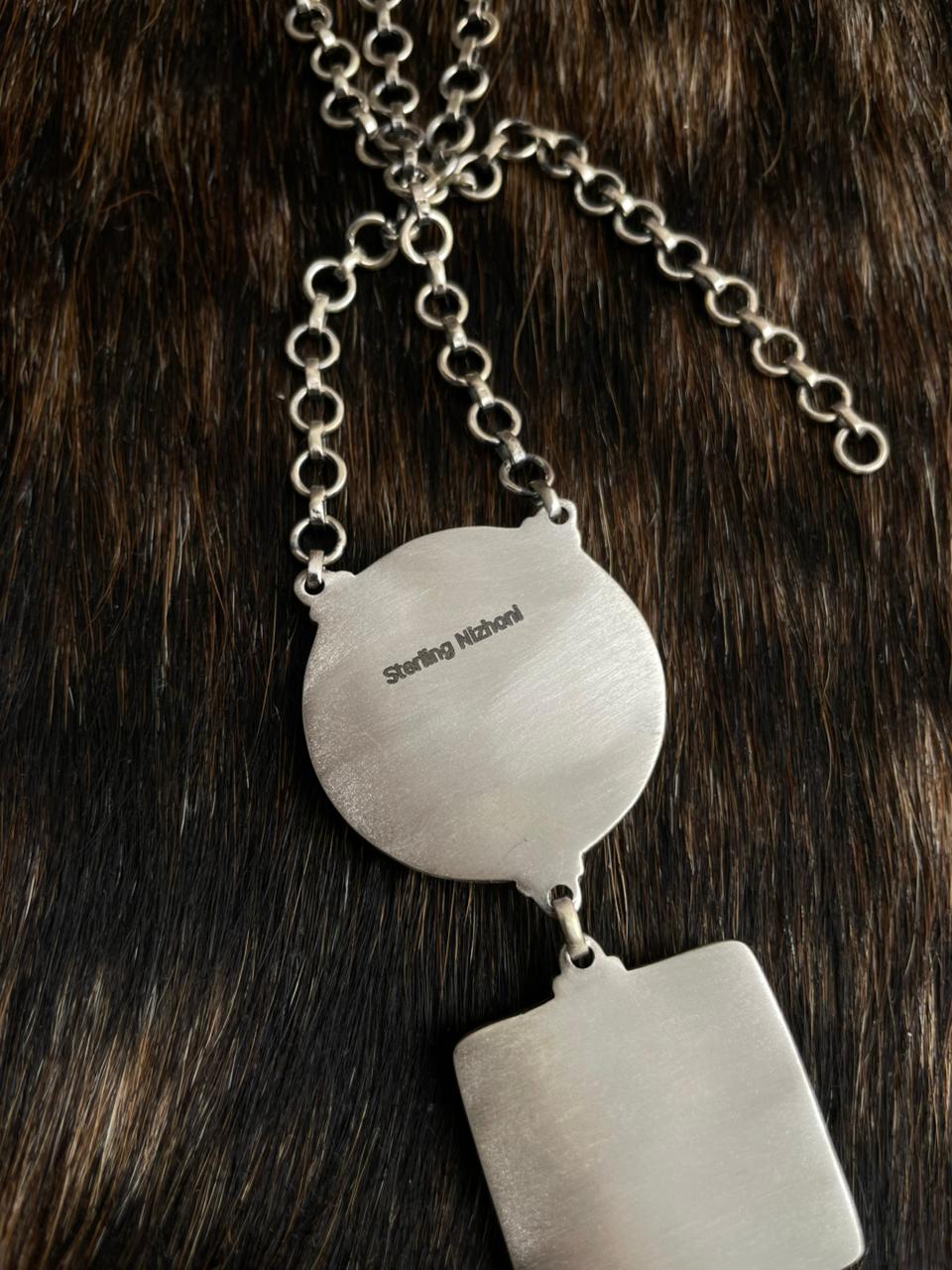 Handmade Sterling Silver Baja Turquoise Collection: Necklace "Signed Nizhoni"