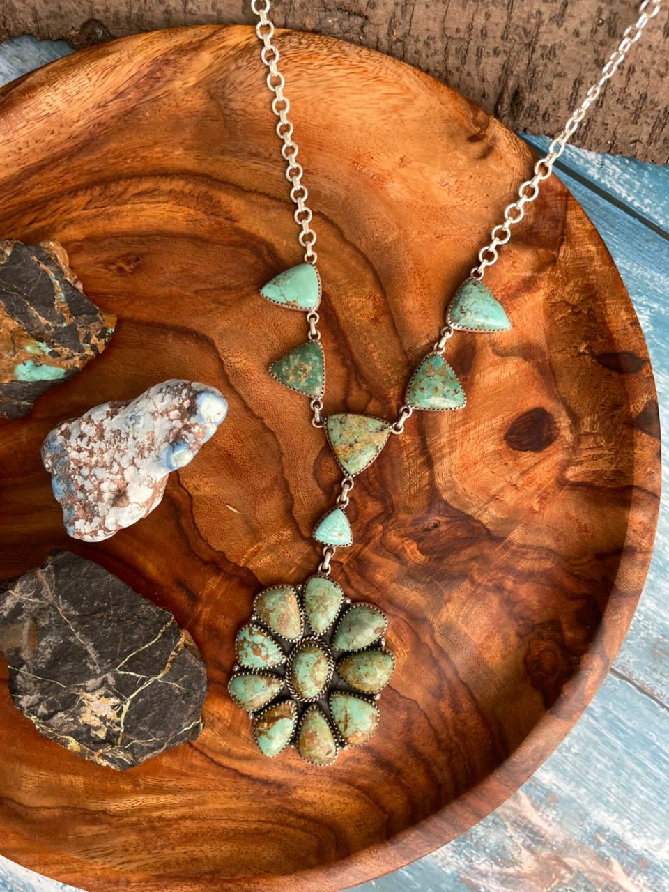 Handmade Sterling Silver Baja Turquoise Collection: Necklace "Signed Nizhoni"
