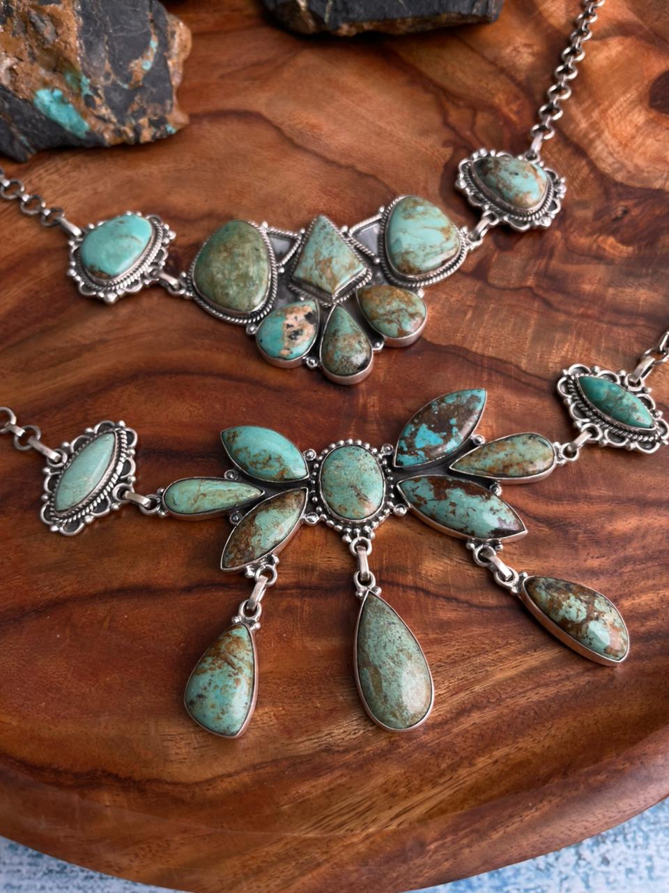 Handmade Sterling Silver Baja Turquoise Collection: Choker Necklace "Signed Nizhoni"
