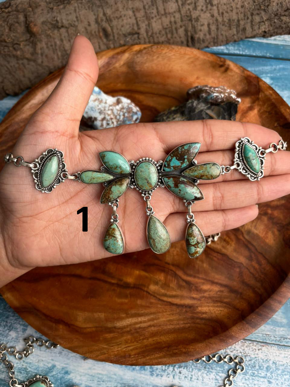 Handmade Sterling Silver Baja Turquoise Collection: Choker Necklace "Signed Nizhoni"