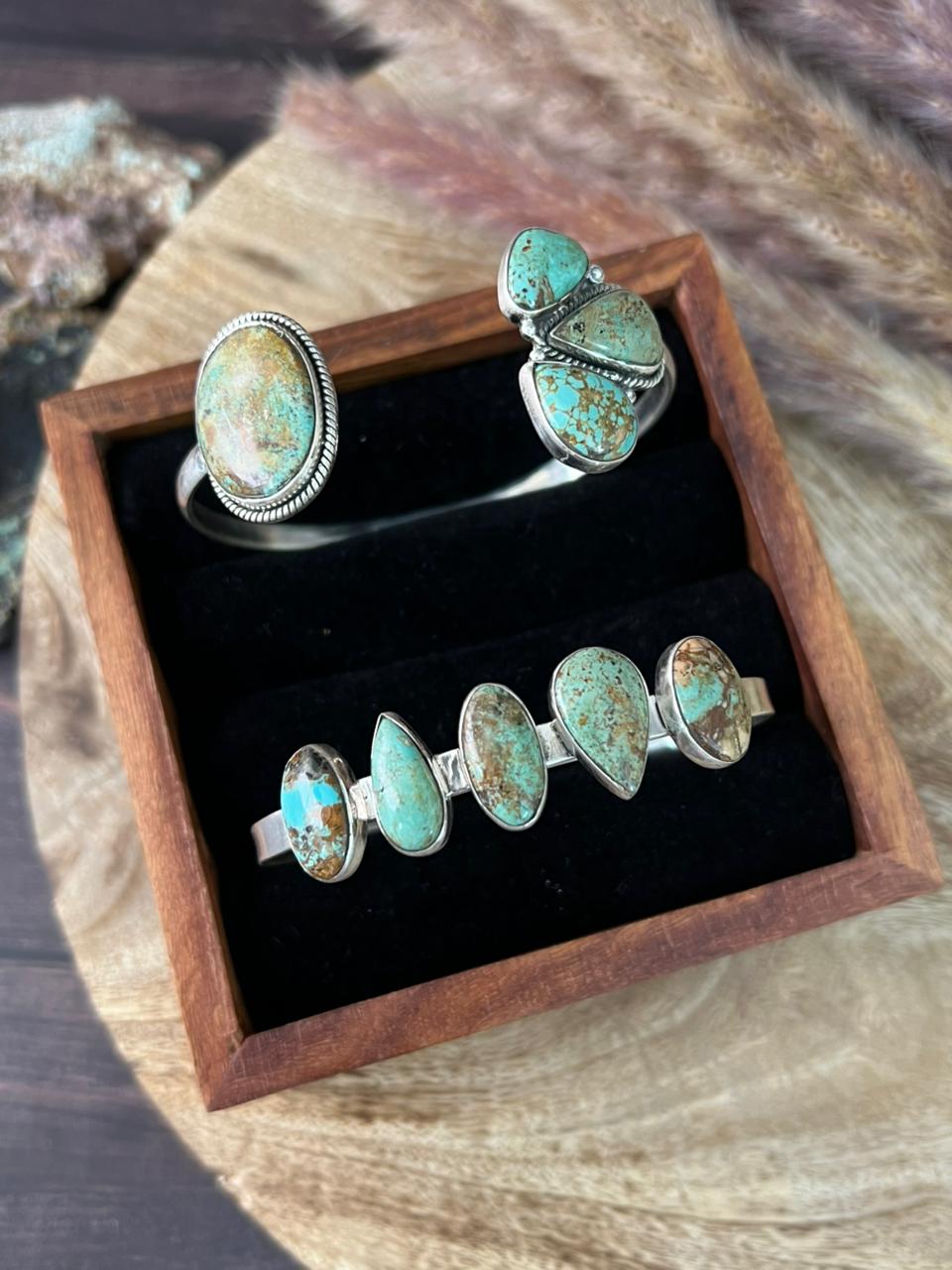 Handmade Sterling Silver Baja Turquoise Collection: Cuff Bracelet "Signed Nizhoni"