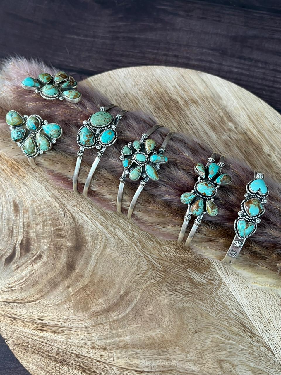 Handmade Sterling Silver Baja Turquoise Collection: Cuff Bracelet "Signed Nizhoni"