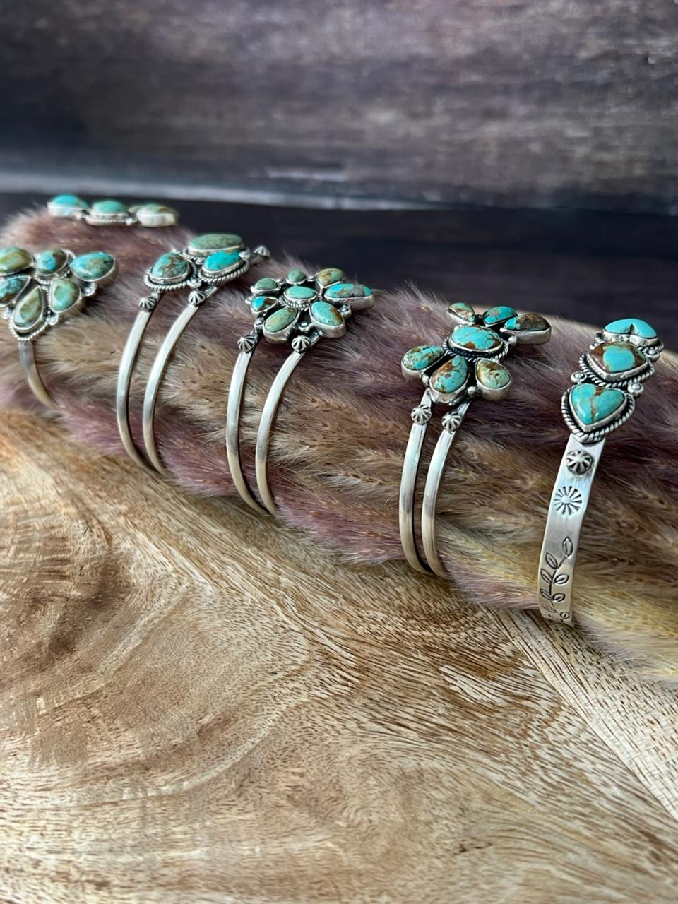 Handmade Sterling Silver Baja Turquoise Collection: Cuff Bracelet "Signed Nizhoni"