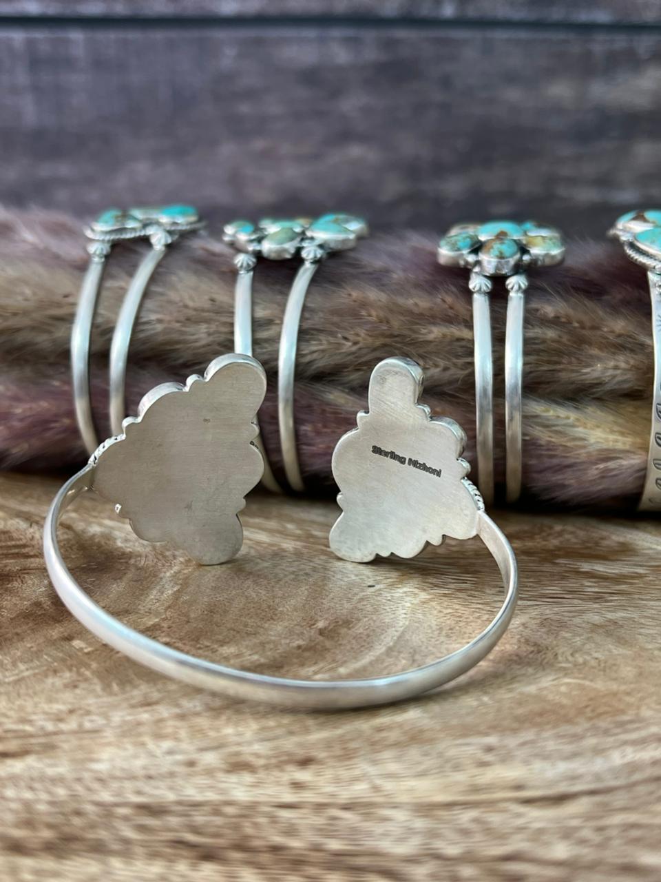 Handmade Sterling Silver Baja Turquoise Collection: Cuff Bracelet "Signed Nizhoni"