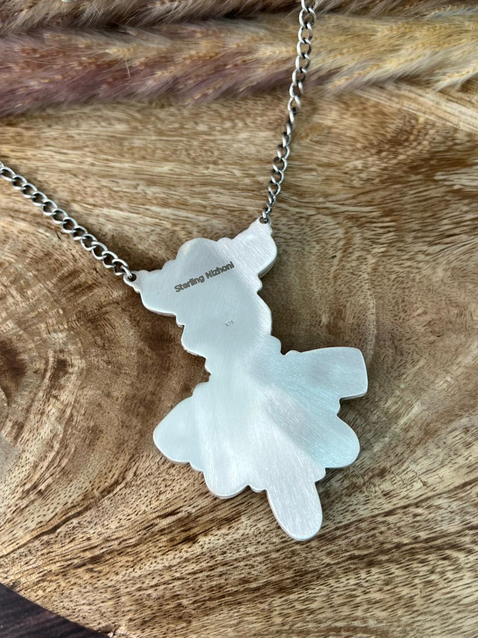 Handmade Sterling Silver Baja Turquoise Collection: Necklace "Signed Nizhoni"