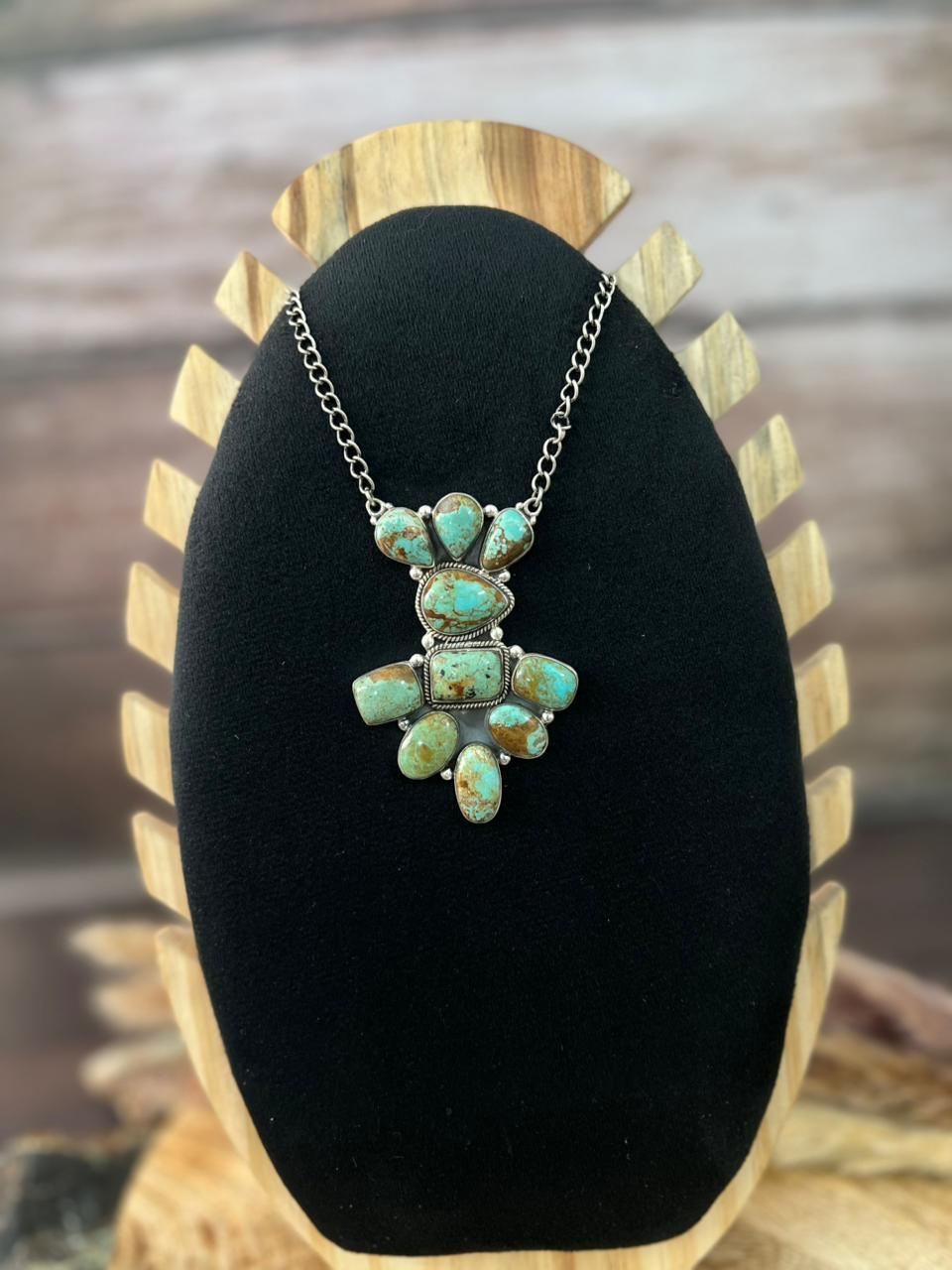 Handmade Sterling Silver Baja Turquoise Collection: Necklace "Signed Nizhoni"